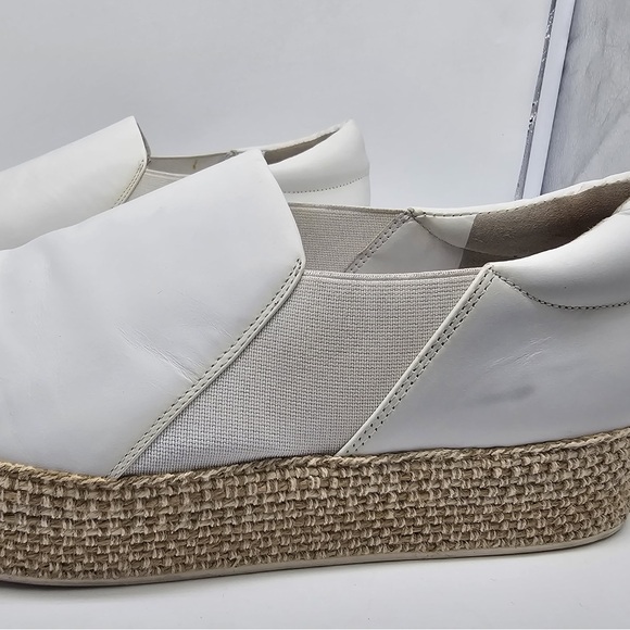 VINCE Wilden White Leather Espadrille Slip-On Flatform Loafers Sneakers sz 40 - Picture 10 of 13